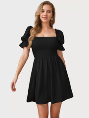Pleating Puff A-line Dress