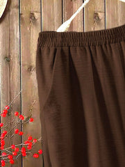 Plus Size Batwing Sleeve Notched Button Blouse & Solid Casual Pants