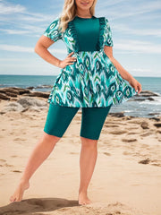 Plus Size Colorblock Patchwork High Rise Tankini