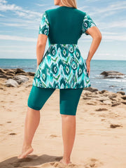 Plus Size Colorblock Patchwork High Rise Tankini