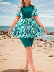 Plus Size Colorblock Patchwork High Rise Tankini