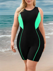 Plus Size Colorblock Patchwork One-piece