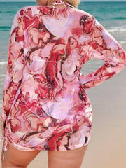 Plus Size All Over Print Knot Fabric Bikini Sets
