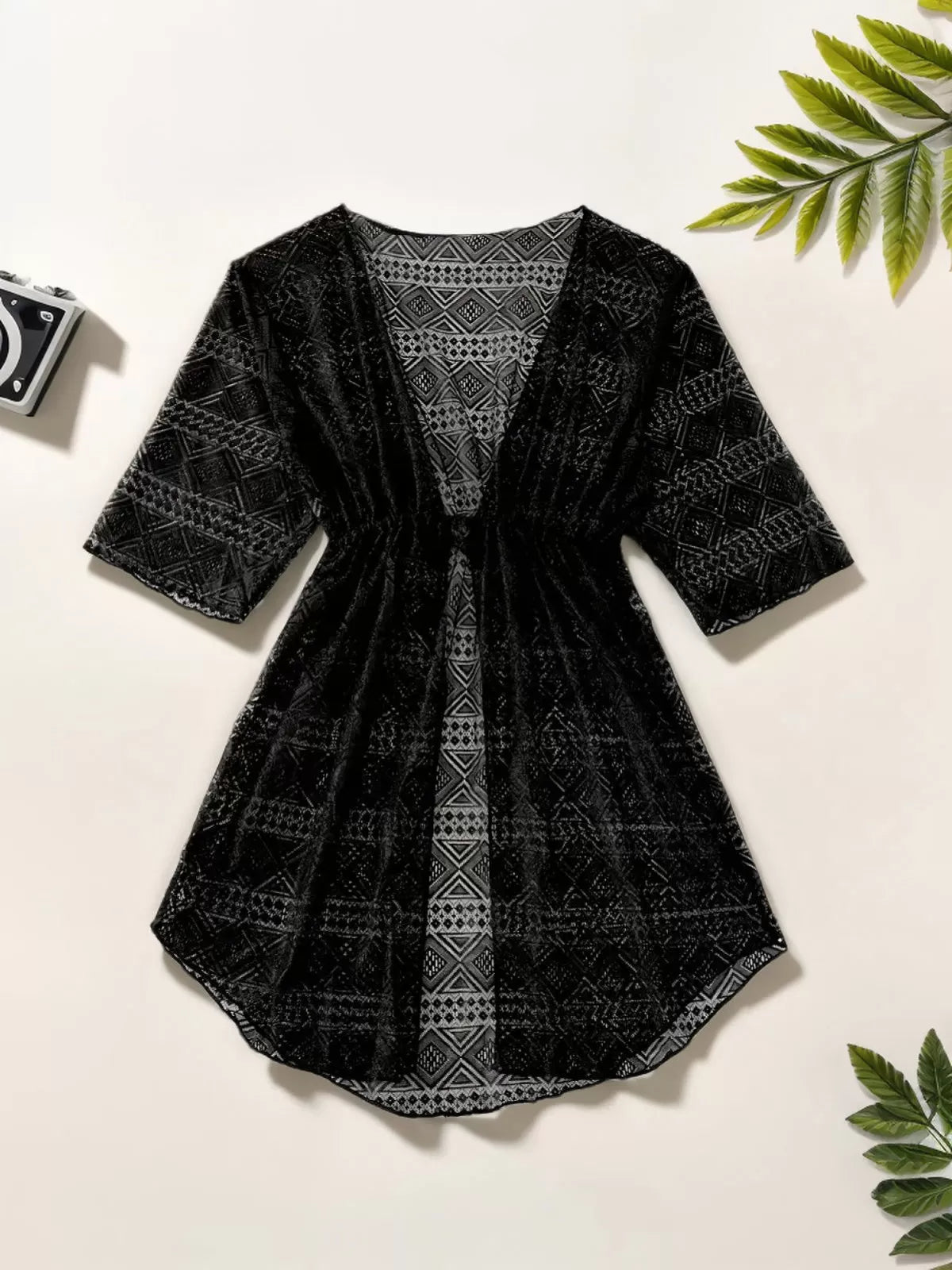 Plus Size Geometric Cover Up