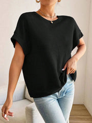 Plus Size Criss Cross Round Neck T-shirt