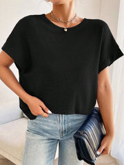 Plus Size Criss Cross Round Neck T-shirt