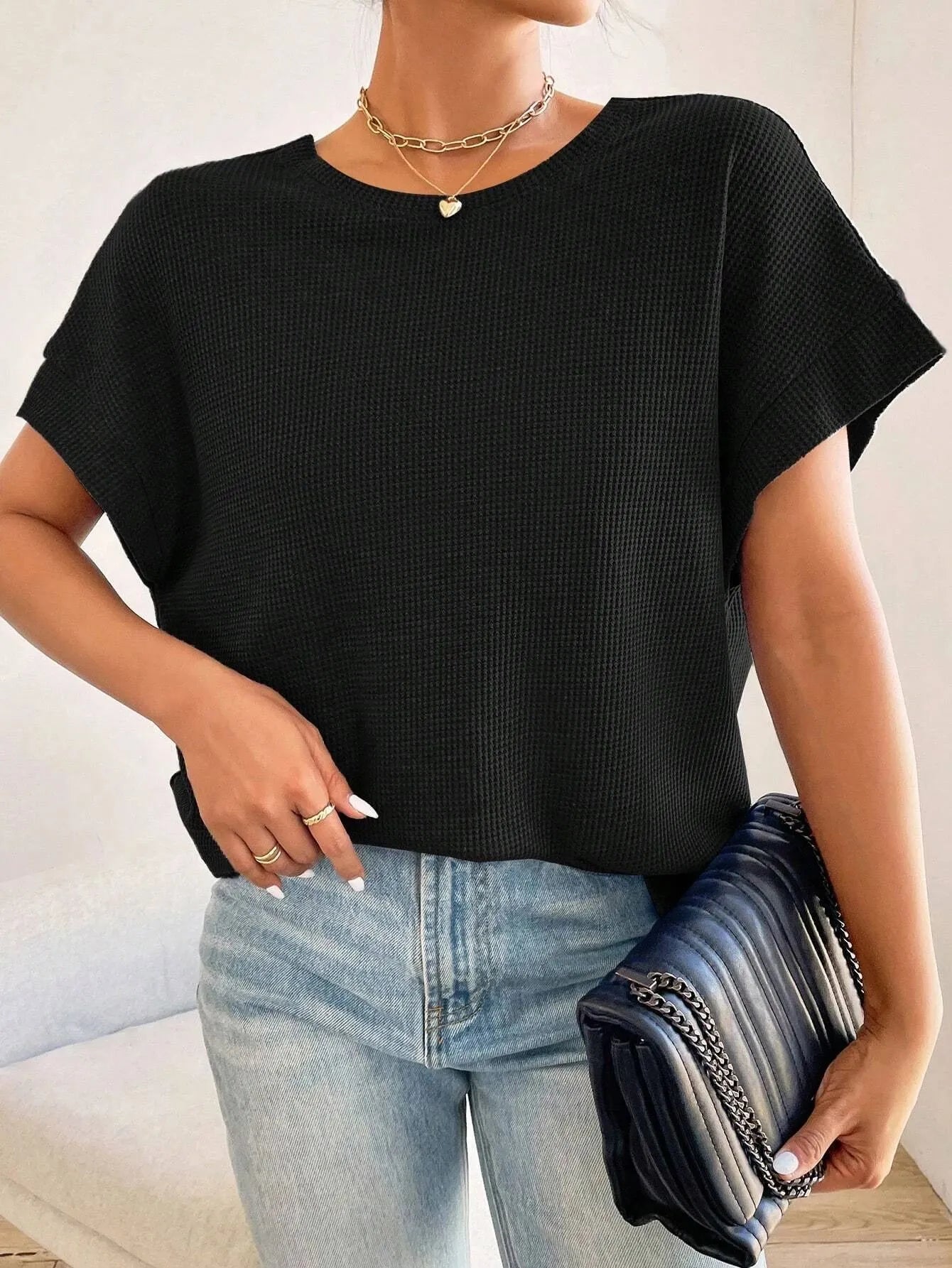 Plus Size Criss Cross Round Neck T-shirt
