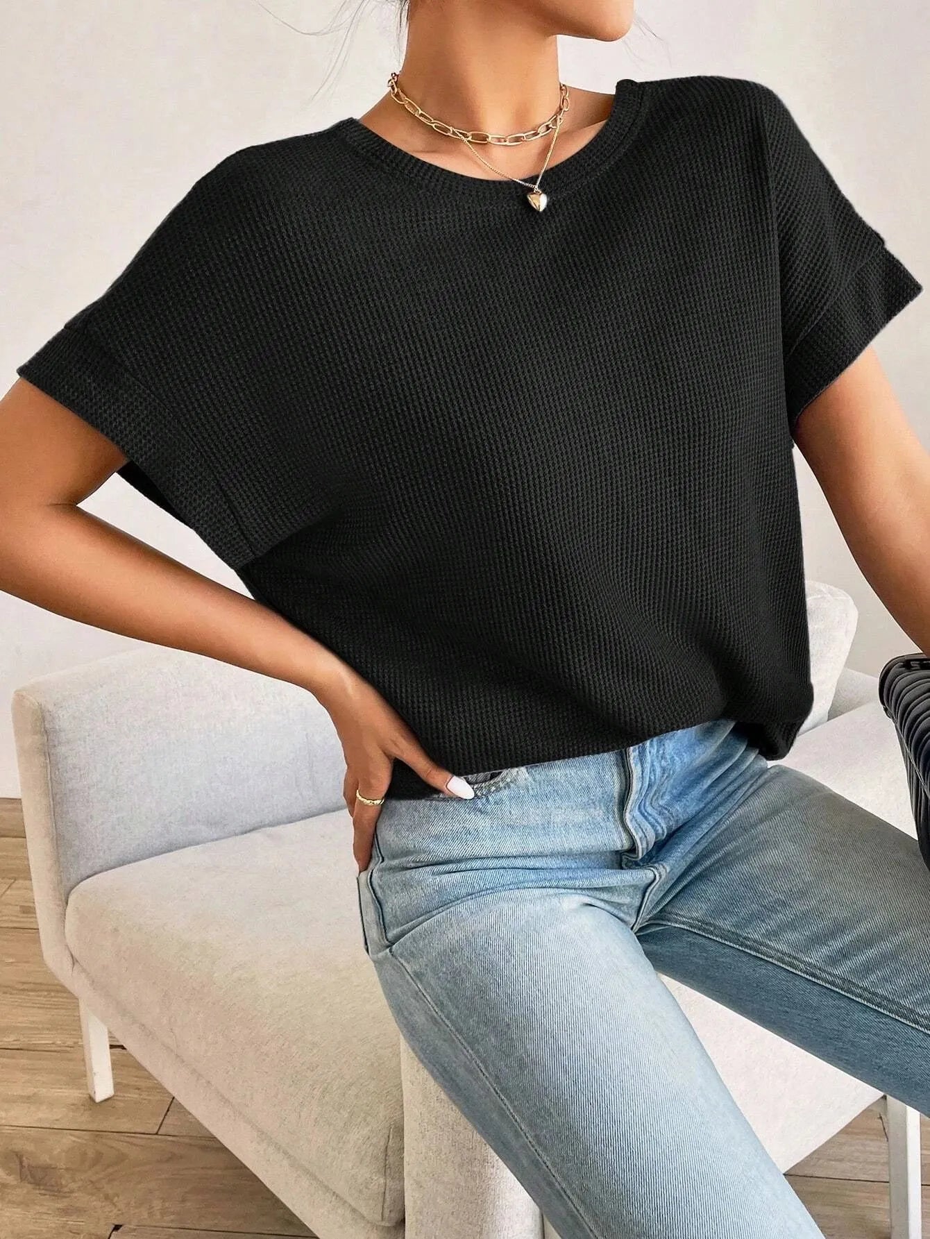 Plus Size Criss Cross Round Neck T-shirt