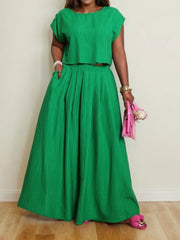 Plus Size Elegant T-shirt & Solid Palazzo Pants