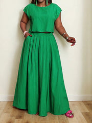 Plus Size Elegant T-shirt & Solid Palazzo Pants