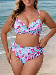 Plus Size Floral Medium Rise Bikini