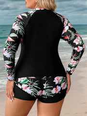 Plus Size Floral Patchwork Tankini