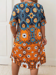 Plus Size Floral Vibrant Bohemian A-line Dress