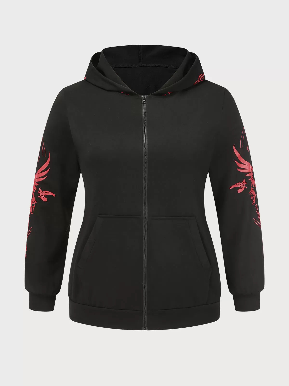 Plus Size Graphic Hooded Regular Sleeve Hoodie