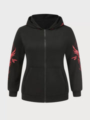Plus Size Graphic Hooded Regular Sleeve Hoodie