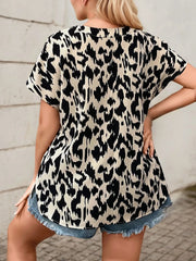 Plus Size Graphic V-neck Batwing Regular Top
