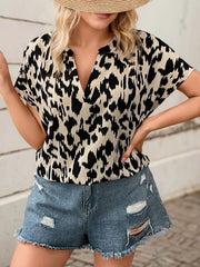 Plus Size Graphic V-neck Batwing Regular Top