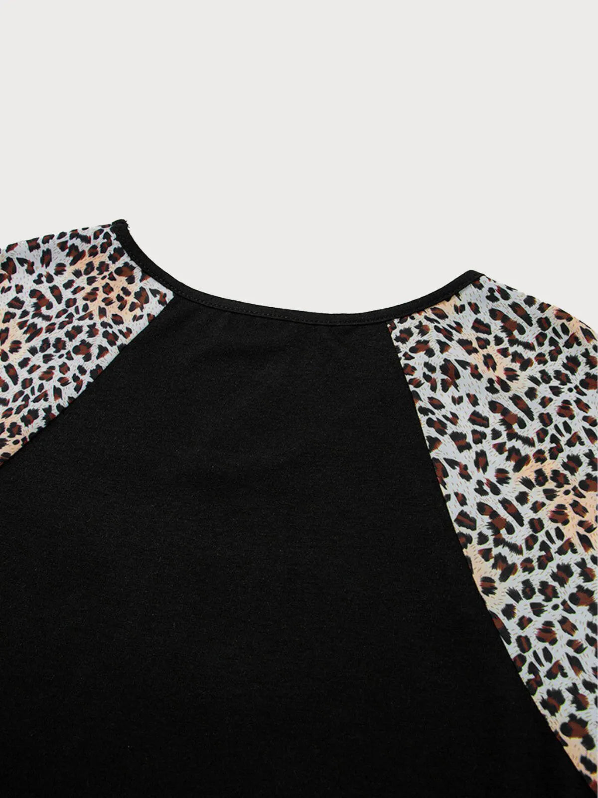 Plus Size Leopard Flounce Sleeve Casual T-shirt