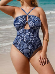 Plus Size Plants Cut Out High Rise One-piece