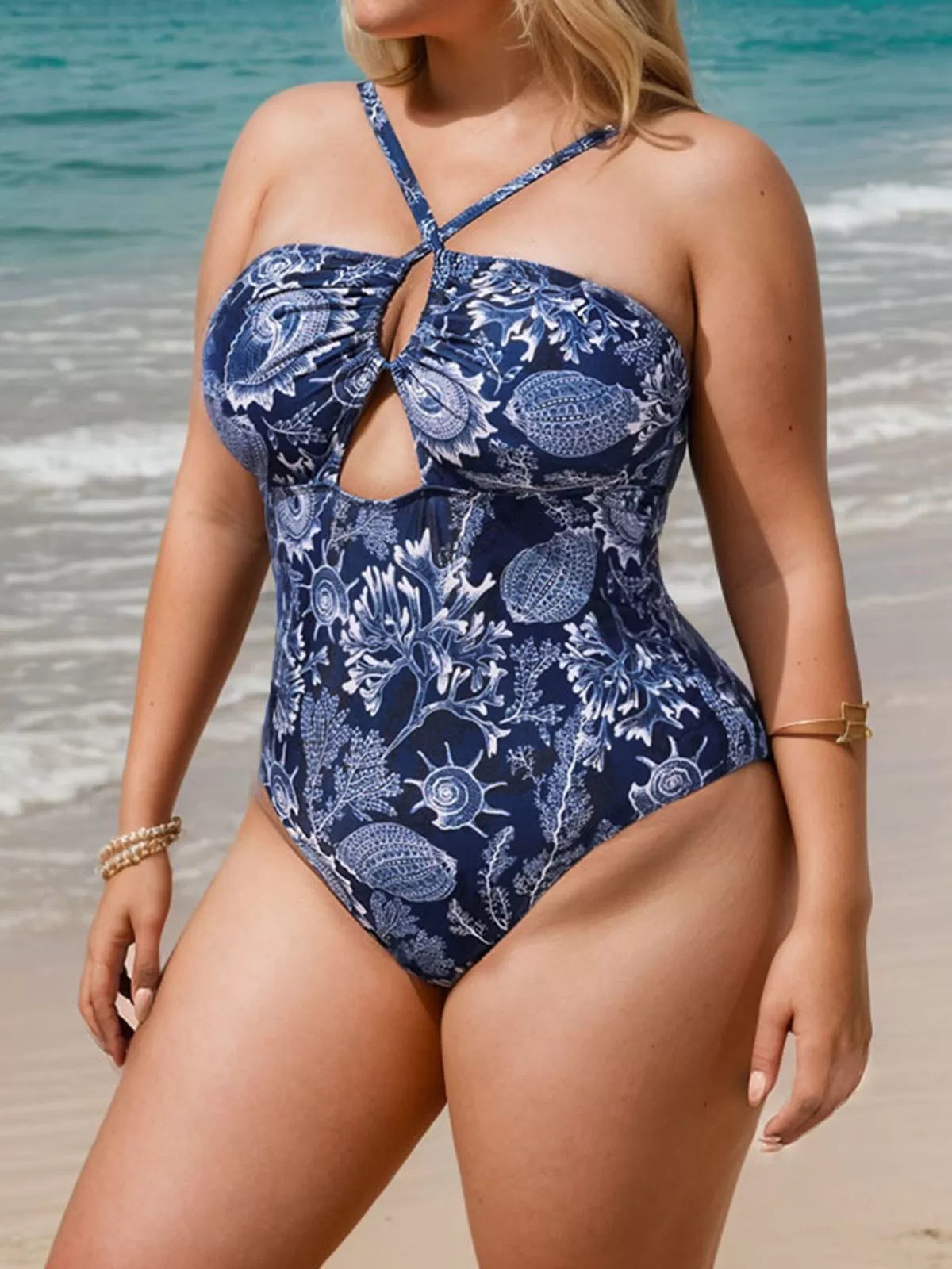Plus Size Plants Cut Out High Rise One-piece
