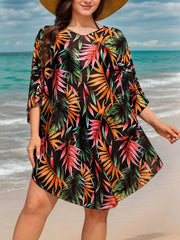 Plus Size Plants V-neck Cover Up