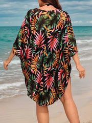 Plus Size Plants V-neck Cover Up