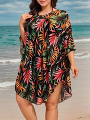 Plus Size Plants V-neck Cover Up