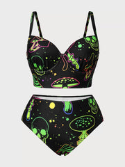 Plus Size Skeleton High Rise Bikini