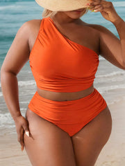 Plus Size Solid Backless High Rise Bikini