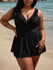 Plus Size Solid Backless Medium Rise Tankini