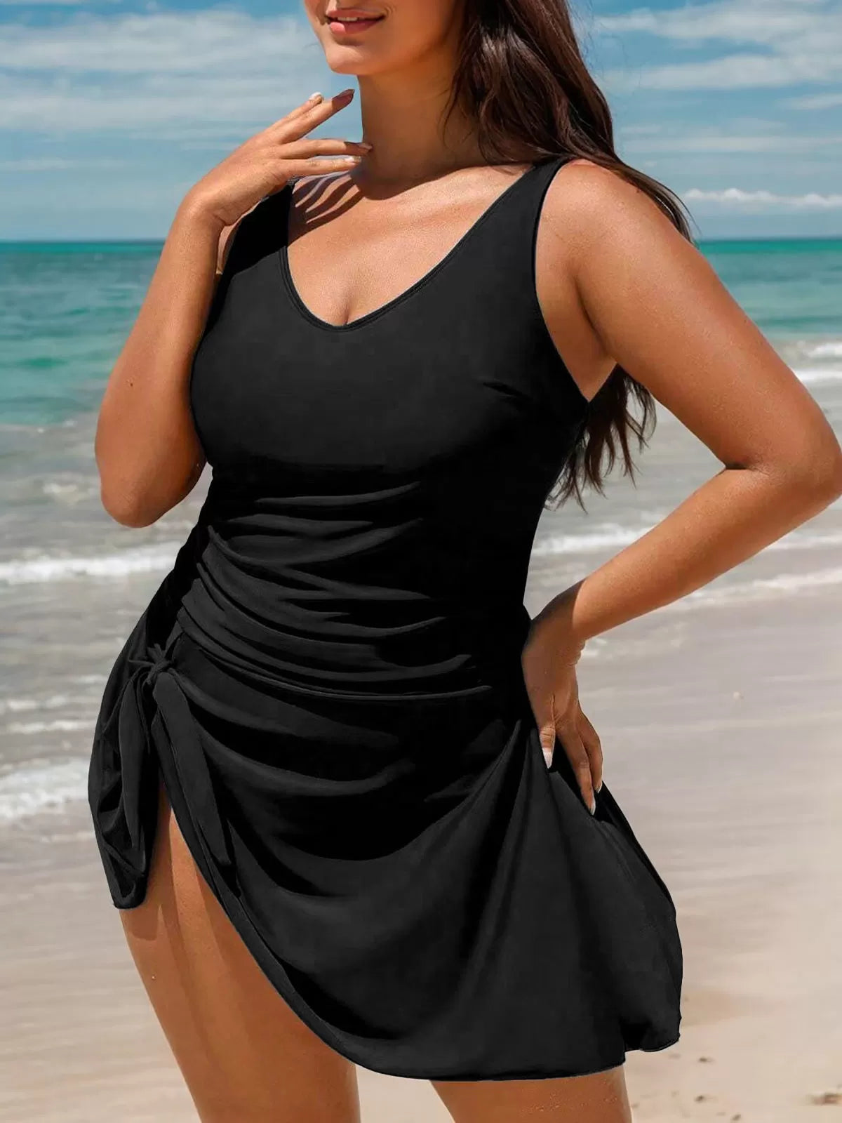 Plus Size Solid Backless One-piece