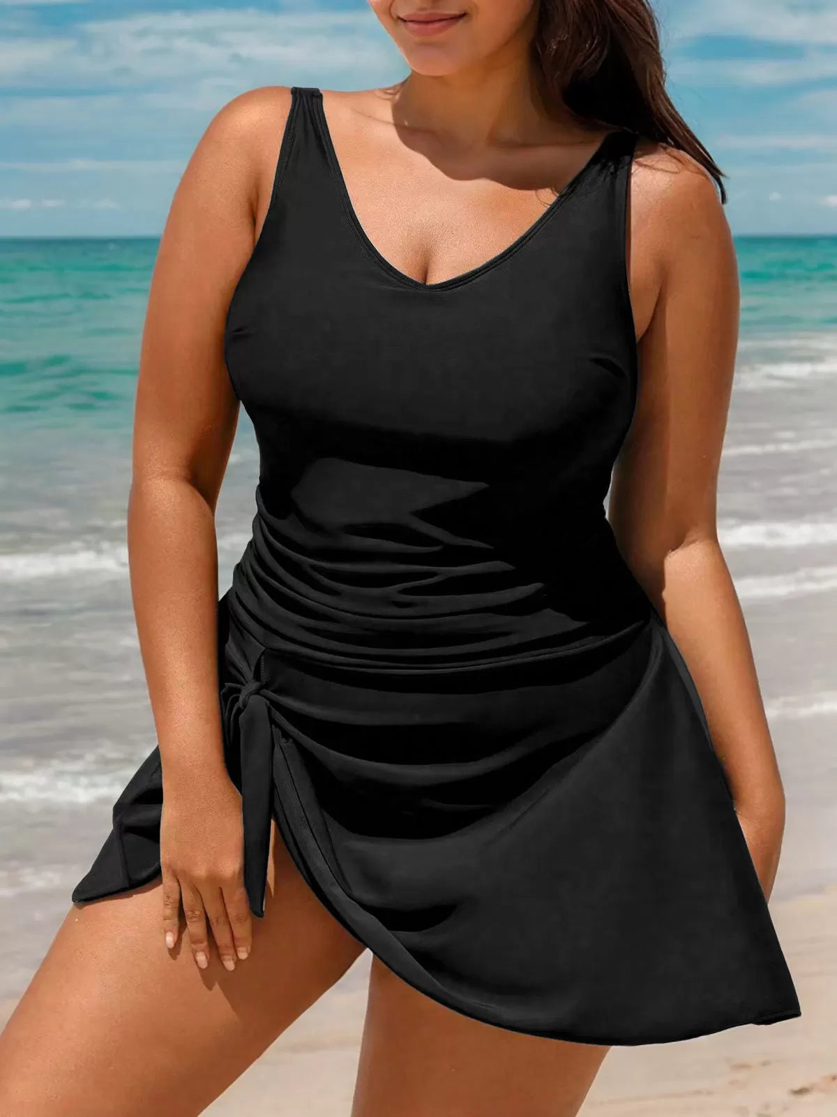 Plus Size Solid Backless One-piece
