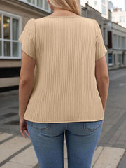 Plus Size Solid Button Asymmetric Butterfly Regular Top