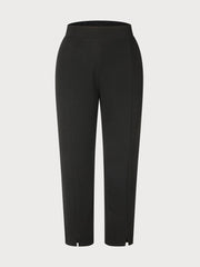 Plus Size Solid High Rise Elastic Waist Pants