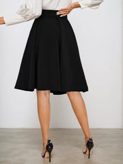 Plus Size Solid High Rise Zipper Fly Skirt