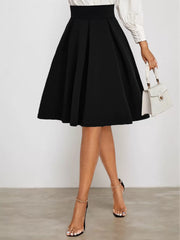 Plus Size Solid High Rise Zipper Fly Skirt