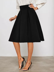Plus Size Solid High Rise Zipper Fly Skirt