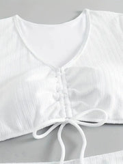 Plus Size Solid Knot Low Rise Round Neck Tankini 