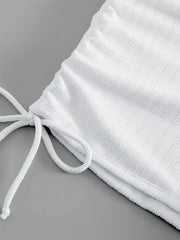 Plus Size Solid Knot Low Rise Round Neck Tankini 