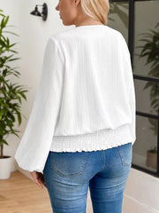 Solid Lace Round Neck Lantern Regular Blouse