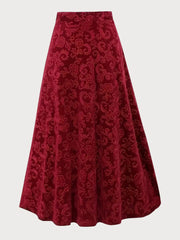 Plus Size Solid Medium Rise Elastic Waist Skirt