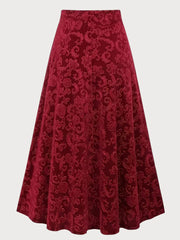 Plus Size Solid Medium Rise Elastic Waist Skirt