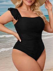 Plus Size Solid Medium Rise Square Neck One-piece