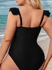 Plus Size Solid Medium Rise Square Neck One-piece