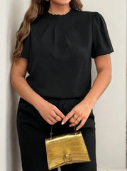 Plus Size Solid Puff Office Style Blouse