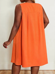 Plus Size Solid Round Neck A-line Dress