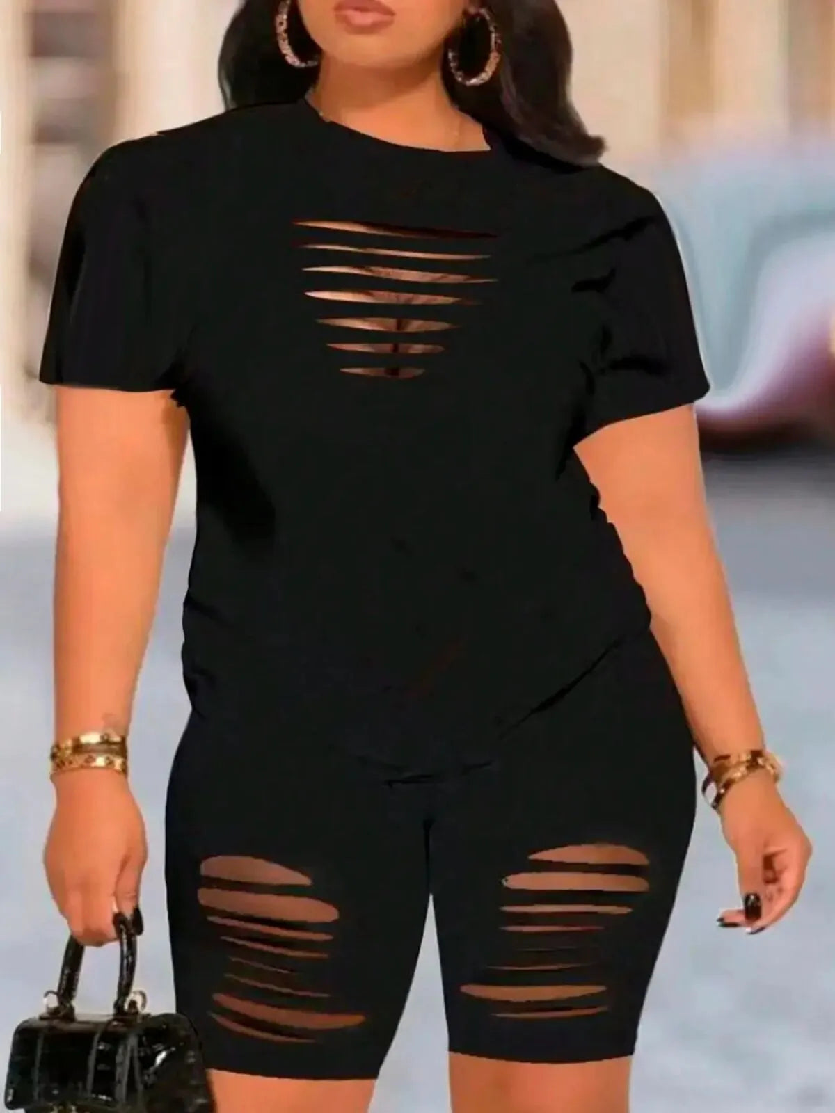 Plus Size Hollow Bold and Stylish Two-Piece Set