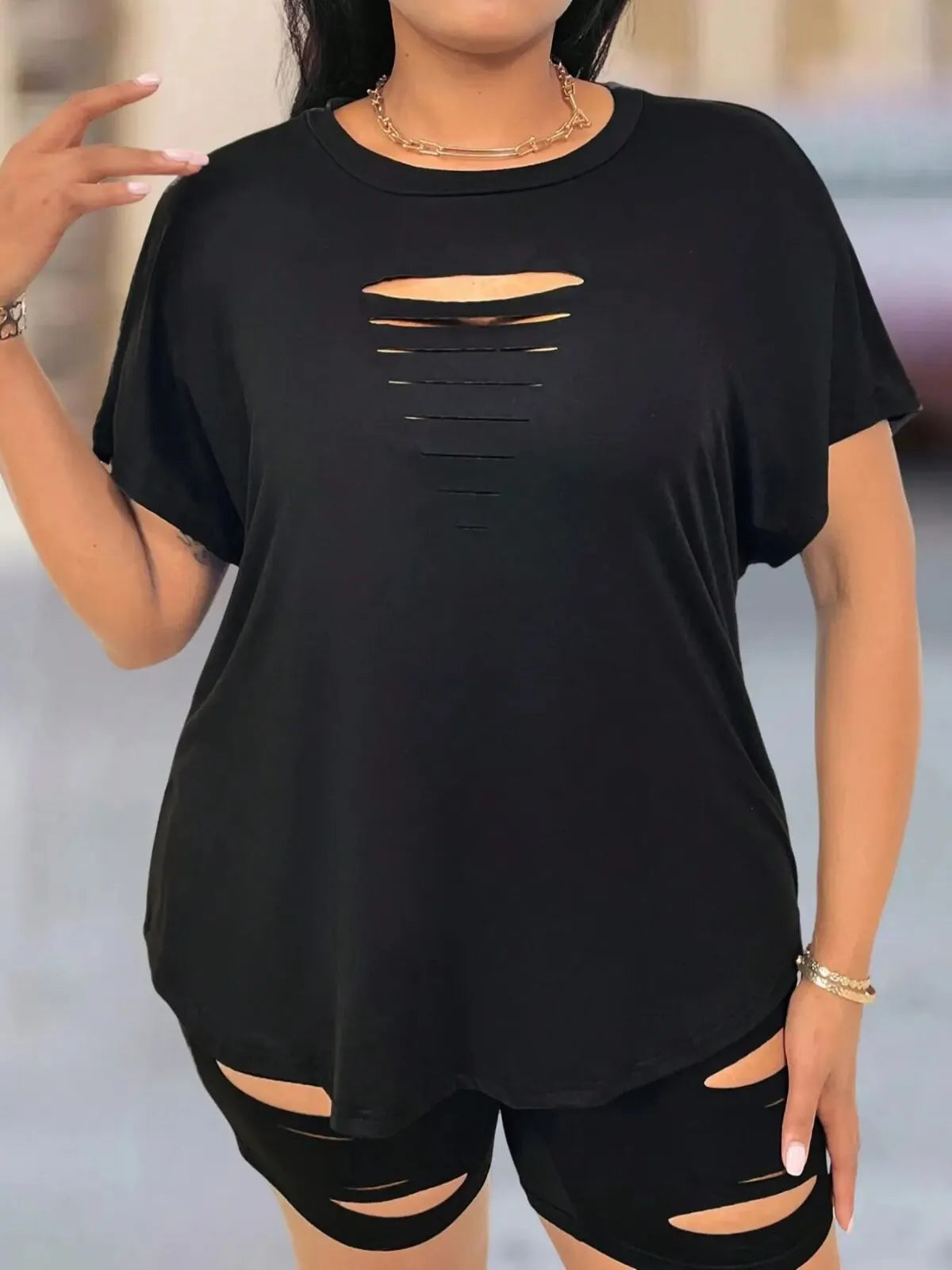 Plus Size Hollow Bold and Stylish Two-Piece Set