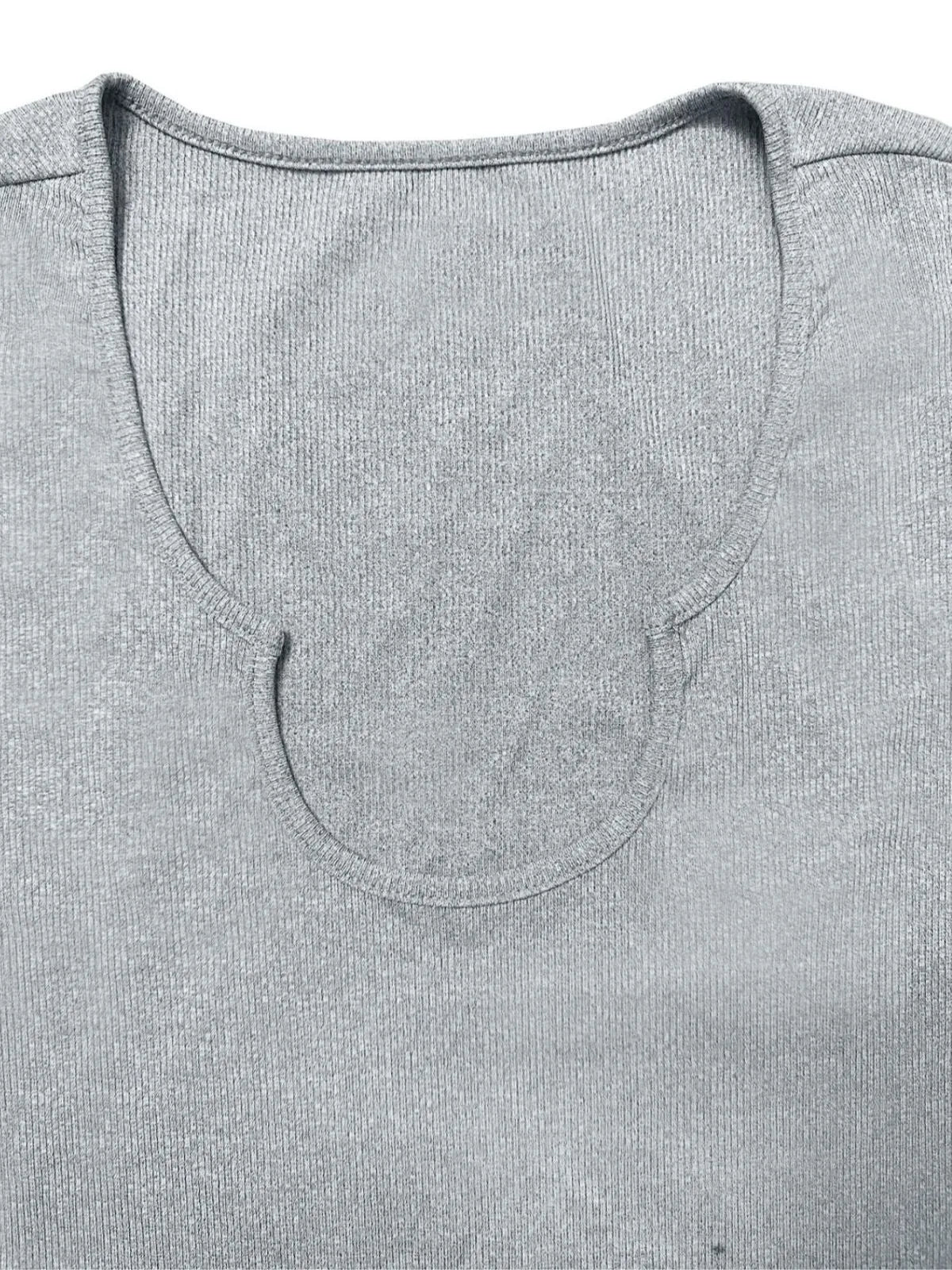Plus Size Solid Notched Casual T-Shirt