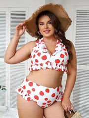Plus Size Strawberry Ruffles Tankini